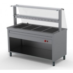 Melegentartó Pult 4xGN 1/1-es egyenes üveggel